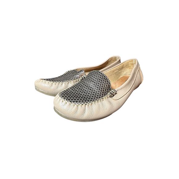Mocassino Loafers size us 7.5 / 39 cream and bronze comfort shoe leather - Picture 6 of 10